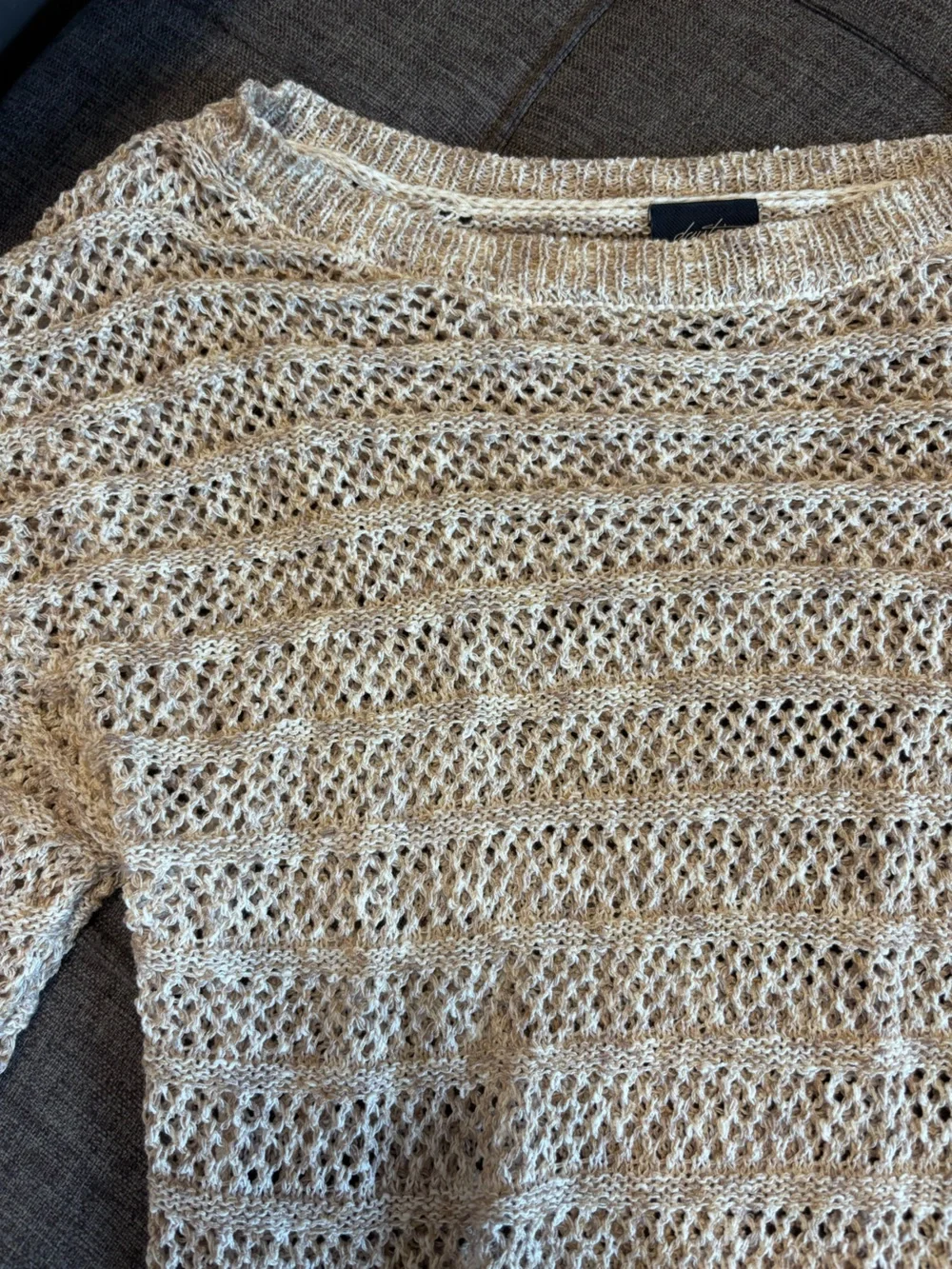 Daytrip Open-Knit Scoop Neck Sweater in Light Beige